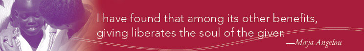 I have found that among its other benefits, giving liberates the soul of the giver.